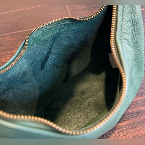 SOLD Madewell The Piazza Slouch Bag, Braided Edition; Teal Leather Shoulder Bag - Picture 8 of 9